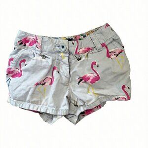 3T Mini Boden Girls Blue Flamingo Print Chino Shorts 100% Cotton